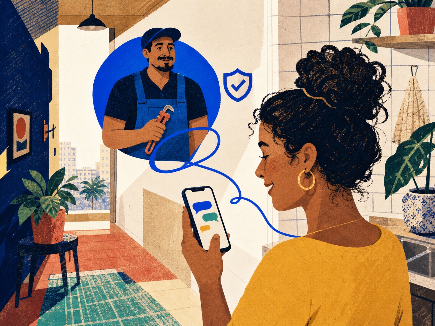 Cliente conversa com o profissional pelo chat do Workfly